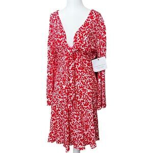 Diane von Furstenberg tie front Mini Cherry Print Dress Size S